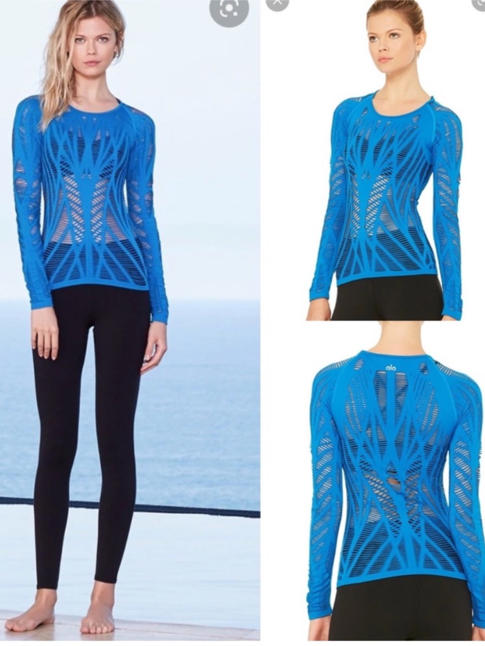 ALO Yoga Teal Blue Active Long Sleeve Top
